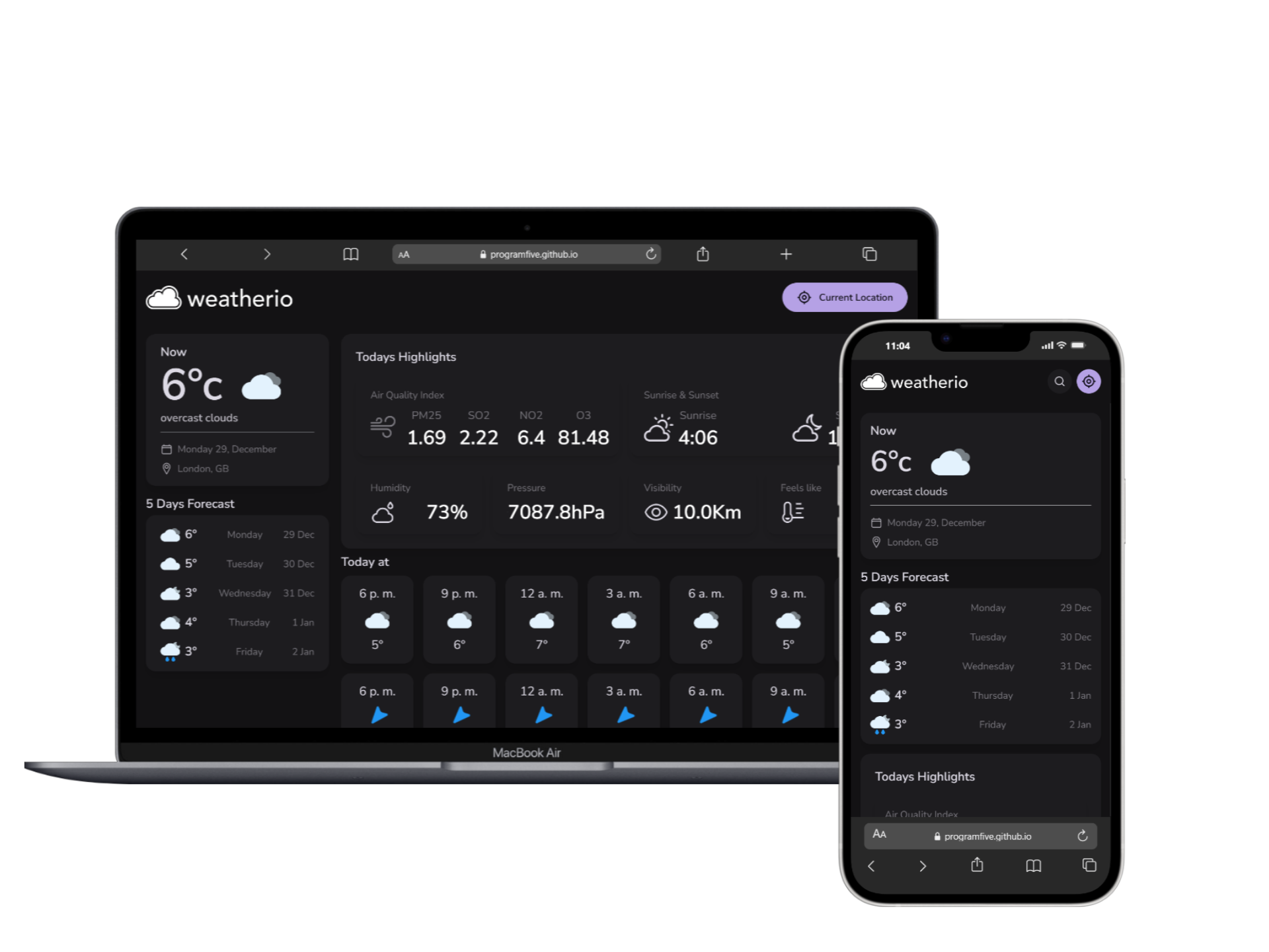 Vista previa del proyecto Weather Forecast - Frontend