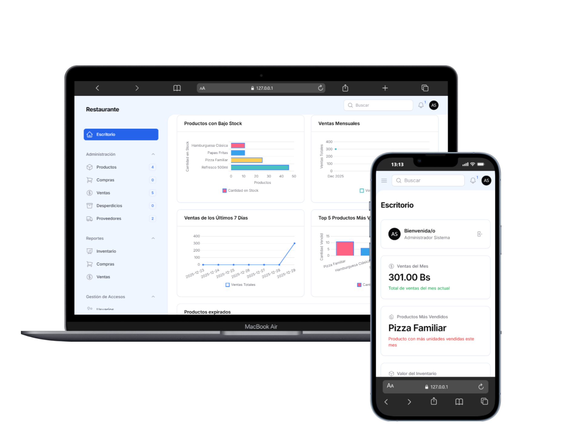 Vista previa del proyecto Sistema Restaurante - ERP / POS